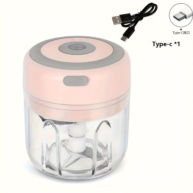 Turli taomlar uchun zanglamaydali po'latdan yasalgan pichog'li USB qayta zaryadlanadigan elektr sarimsoq maydalagich va sabzavotlar uchun moshlagich - portativ, simsiz oshxona qurilmasi.