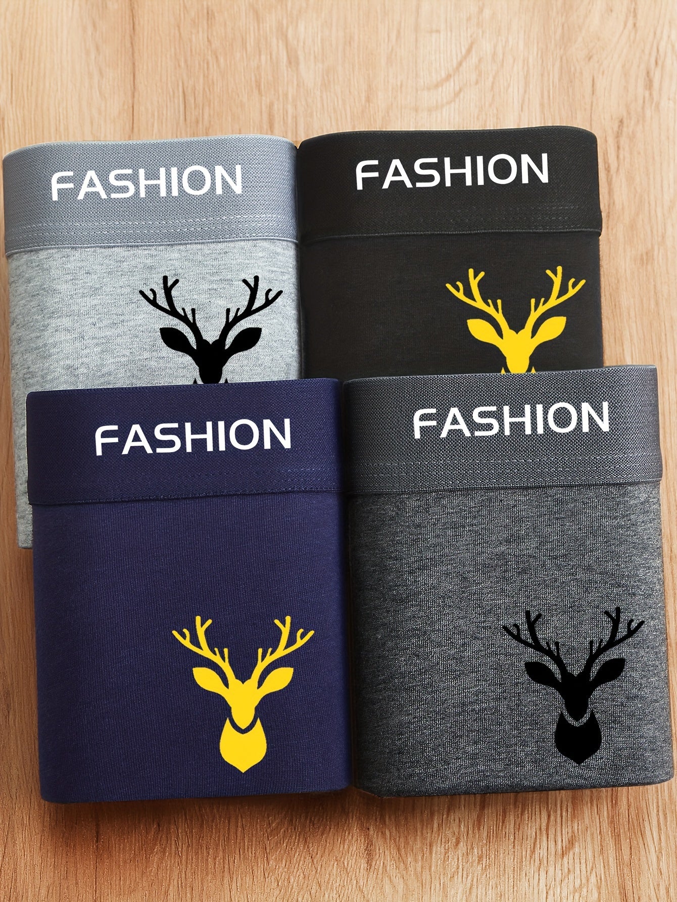 Men's Breathable Polyester Boxer Shorts Set with Animal Print for Sports and Casual Wear