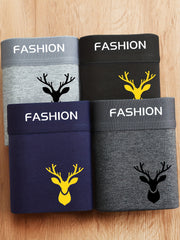 Men's Breathable Polyester Boxer Shorts Set with Animal Print for Sports and Casual Wear