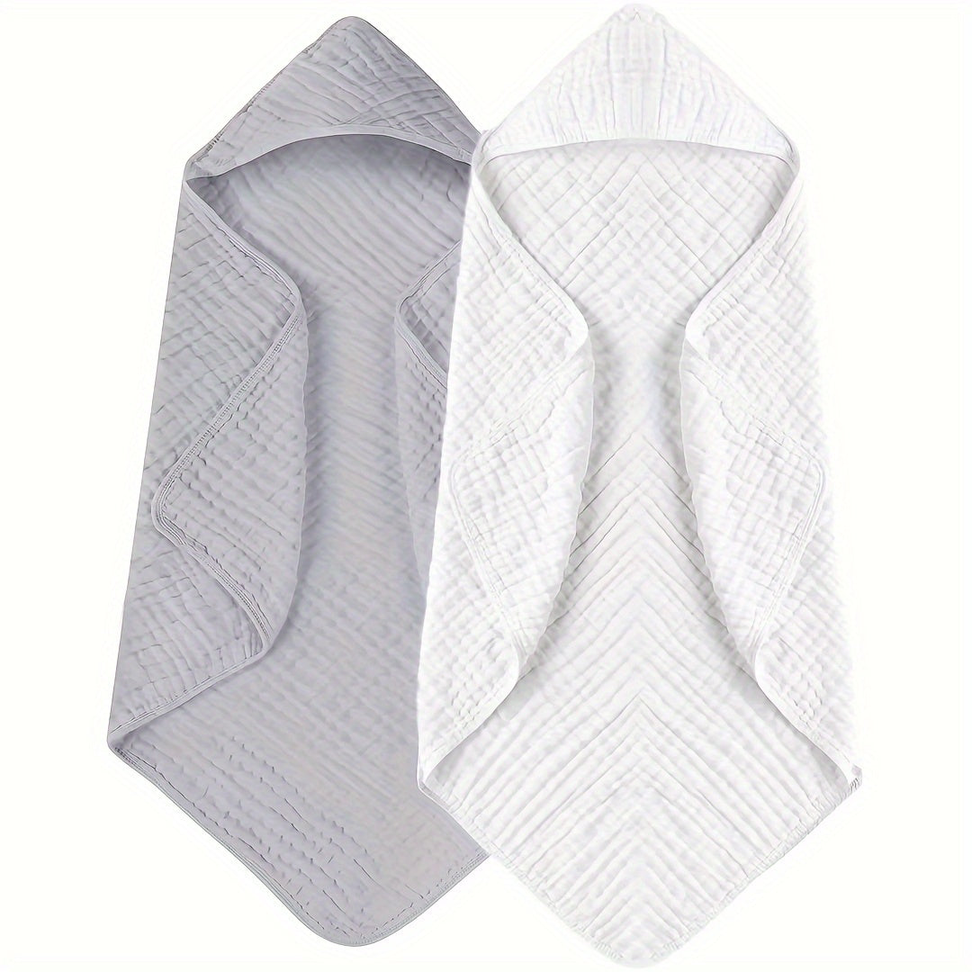 Two-Pack Baby Hooded Towels Cotton Soft Absorbent for Infants and Toddlers