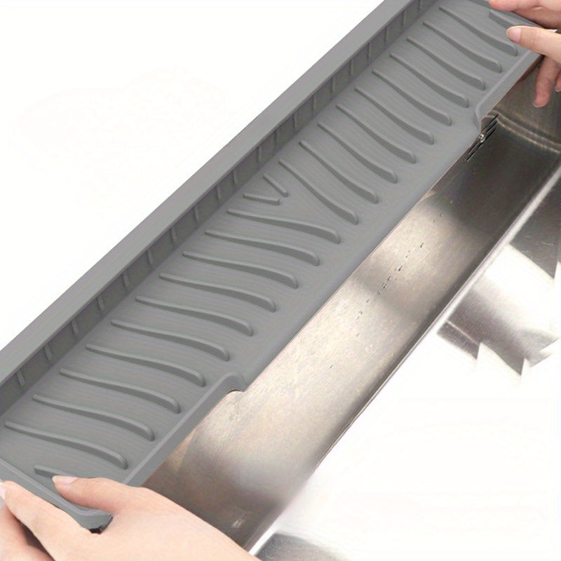 1 dona FlexiGuard silikon lavabo splash guard va tomchi tutuvchi taxta oling - oshxona va hammom uchun - ingichka suv to'sig'i va sirpanishga qarshi countertop himoya mat.