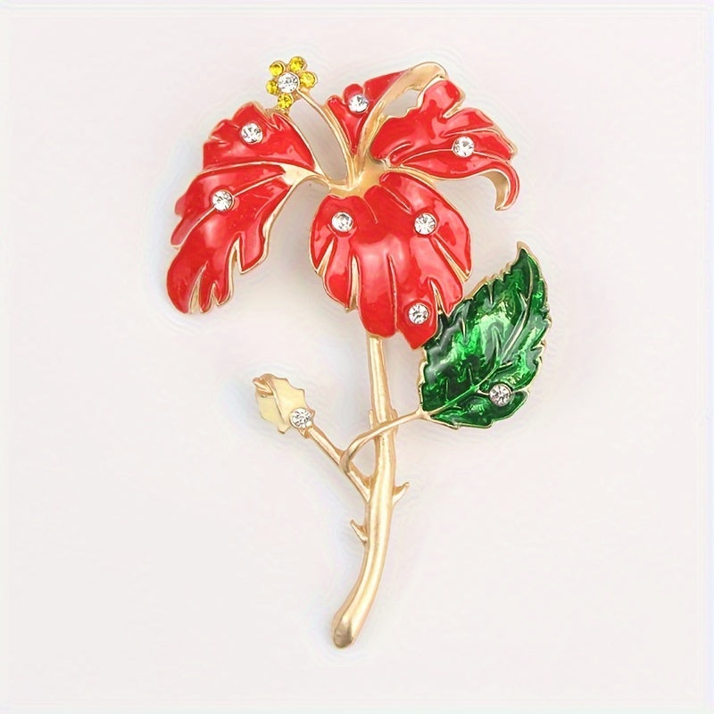 Rangli toshlar bilan bezatilgan emalgul gull brosh pin, noaniq shakl, oltin qoplamali, palto va kurtkalar uchun