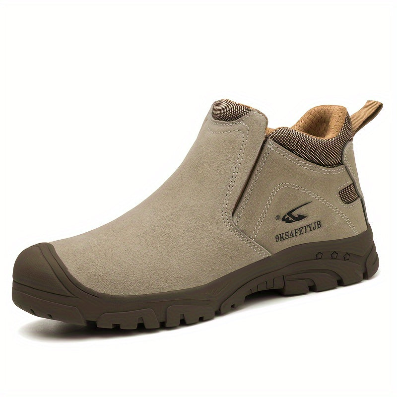 Men's Steel Toe Safety Shoes Durable Cow Leather Non-Slip Rubber Shock Absorbing