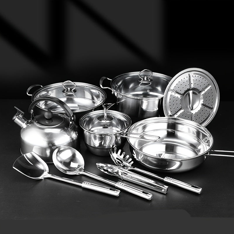 9-Piece Stainless Steel Kitchen Cookware Set Pots Pans Utensils