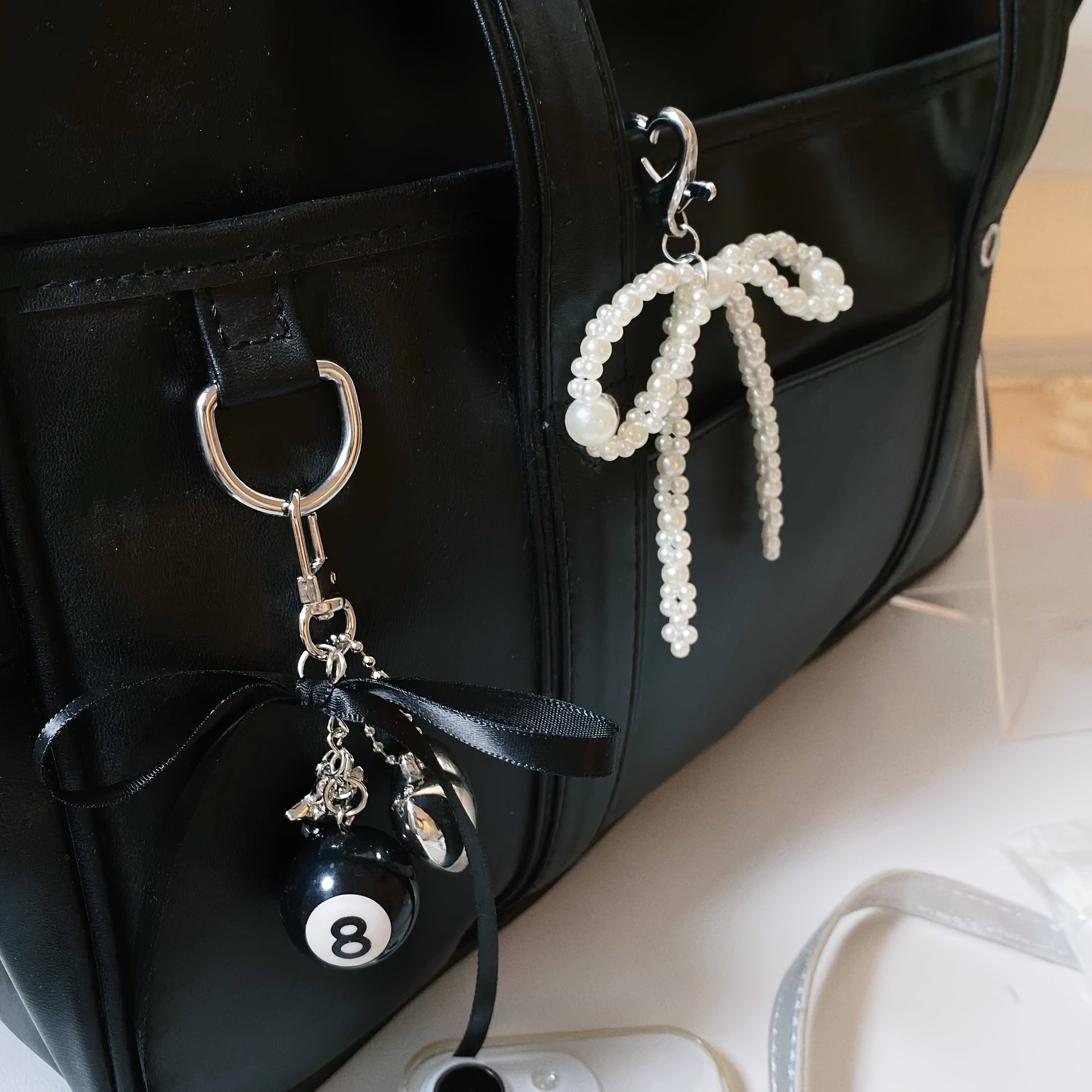 Qora Billiards Design Halloween kalit zanjiri sumka pendenti