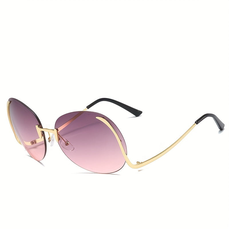 Unisex Rimless Gradient Sunglasses for Women and Men UV Protection Fashion