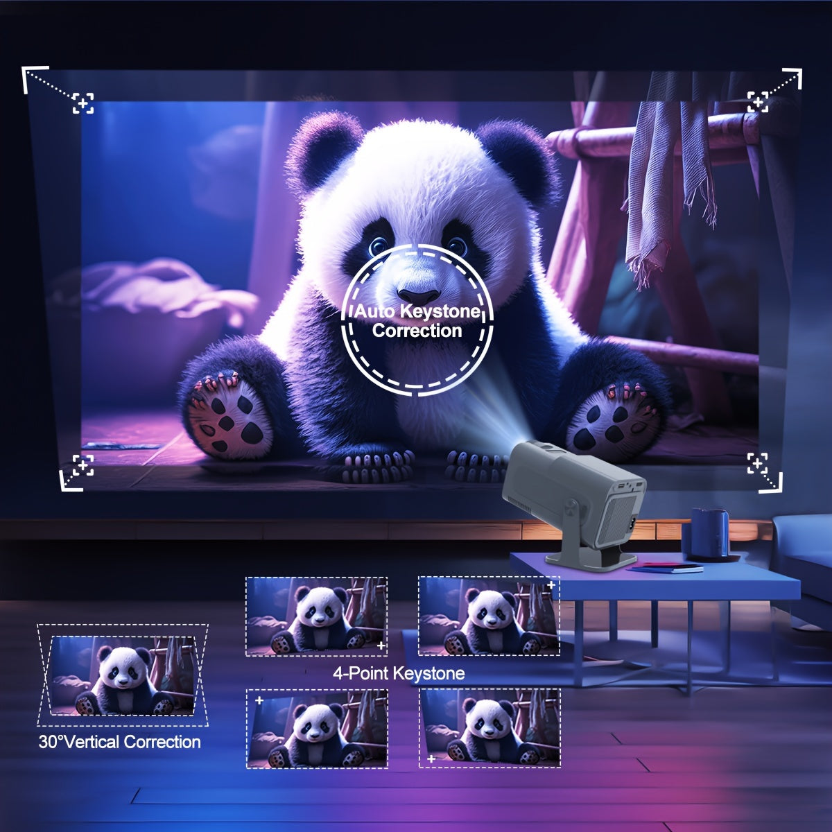 Портативный 4K проектор с беспроводным 1080P, 5G WiFi, киноэкран