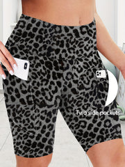 Plus Size Women's High Waist Shorts with Pockets, Stretchy Breathable Fabric