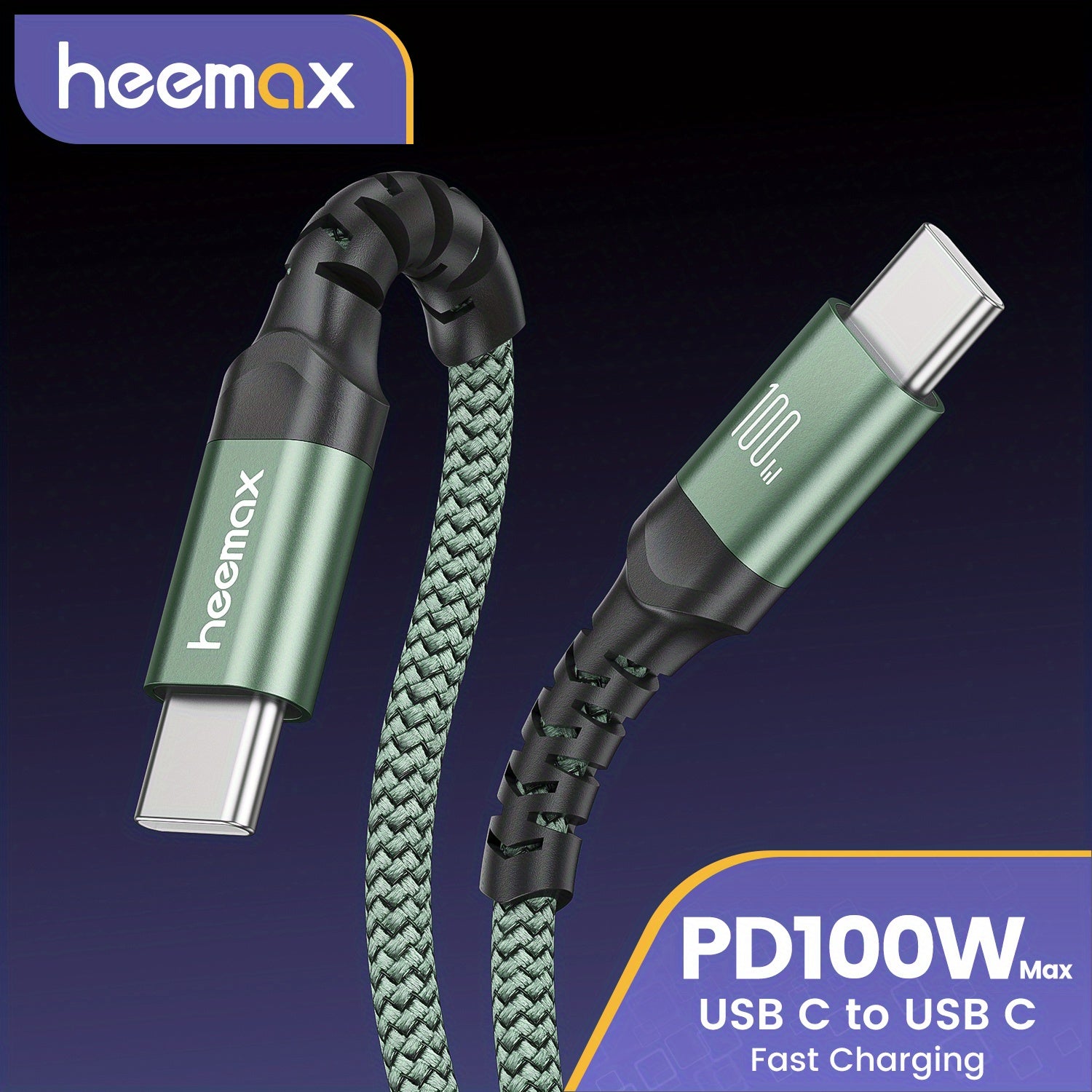 PD100W Max Type C dan Type C kabeli Samsung, Honor, Xiaomi va iPhone 15/15Plus/15Pro/15 Pro Max, 16/16Plus/16 Pro/16Pro Max uchun tez zaryadlash.