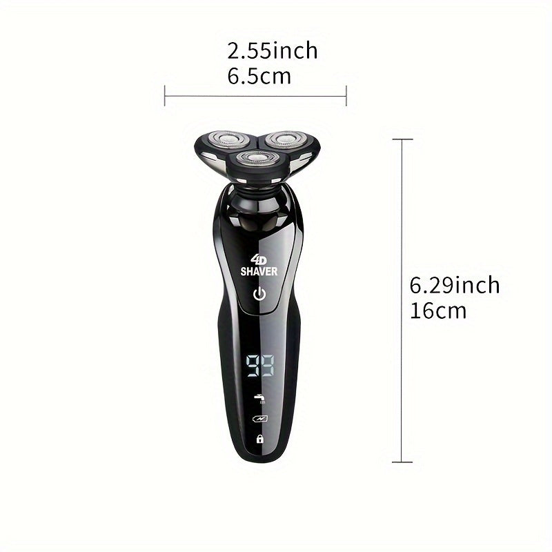 Men's Electric Shaver USB Rechargeable with Digital Display Nose Sideburn Trimmer Stainless Steel