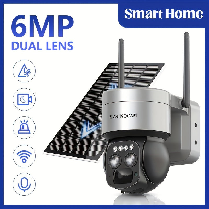6MP PTZ HD Outdoor Security Camera with 8X Hybrid Zoom Dual Lens Color Night Vision Waterproof WiFi Motion Detection