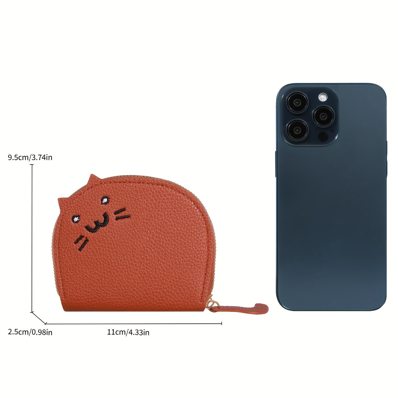 Cat-Shaped Casual Wallet for Women Synthetic Material Card Slots Zipper Closure