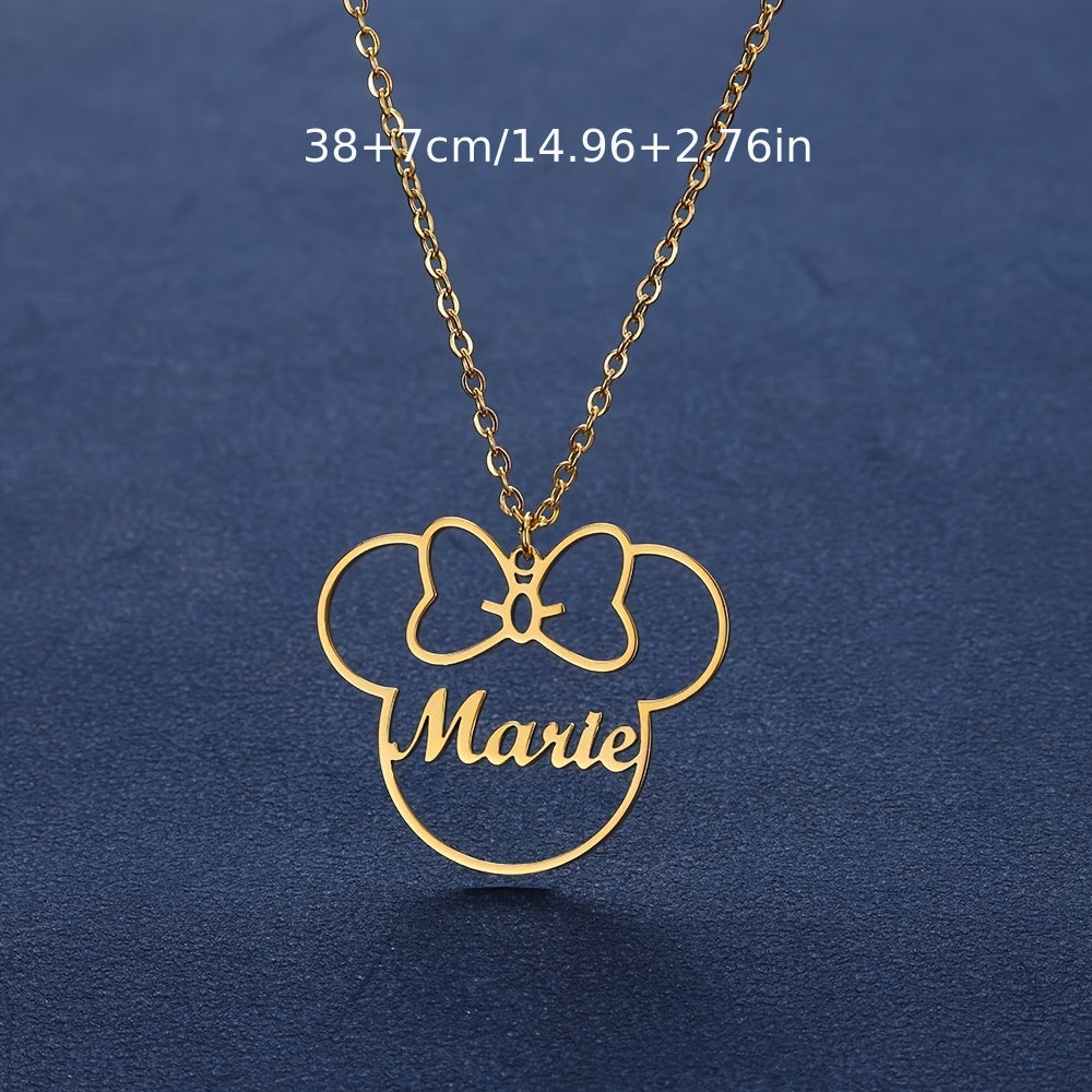 Women's Personalized Pendant Necklace with Butterfly Bow Cartoon Style Stainless Steel