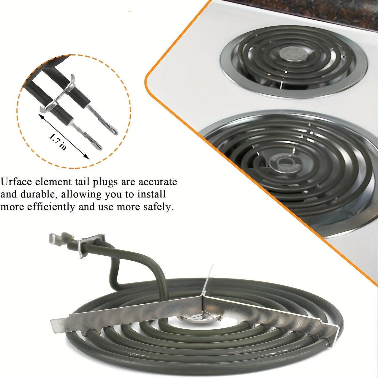 4pcs Stove Burner Replacement Kit 2 WB30M1 15.24cm 2 WB30M2 20.32cm Durable Metal