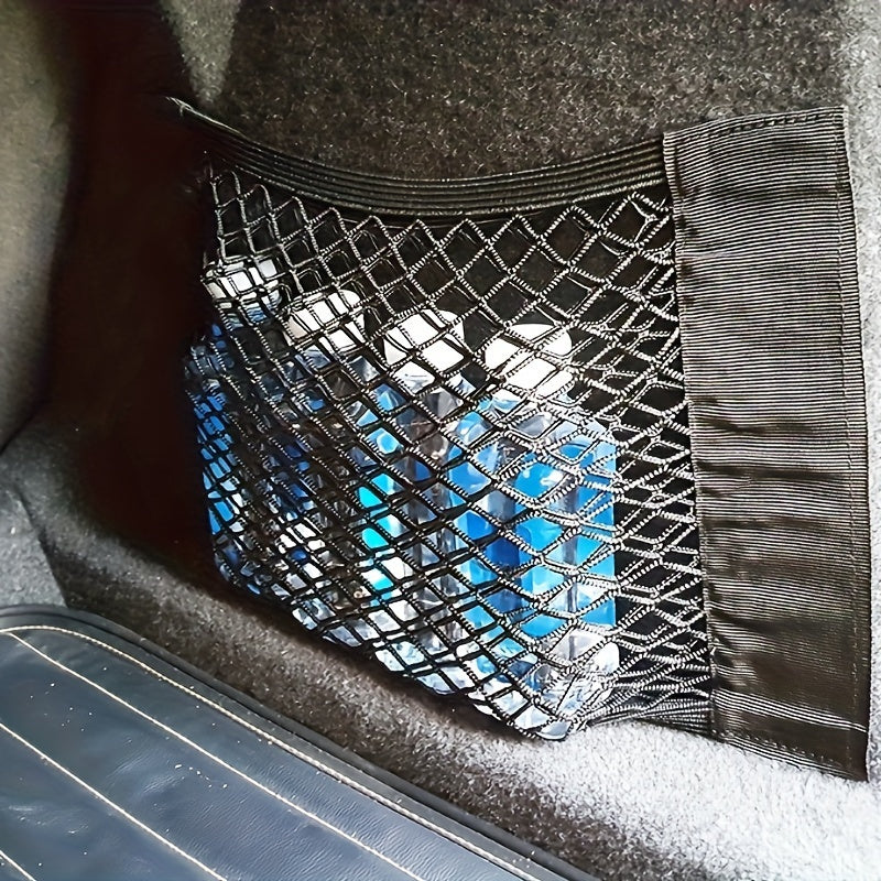 Universal Car Seat Back Storage Bag with Elastic Rope Net Organizer