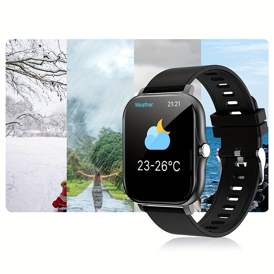 Men Women 4.65cm Touchscreen Smartwatch Fitness Tracker Call SMS USB Charging Silicone Strap