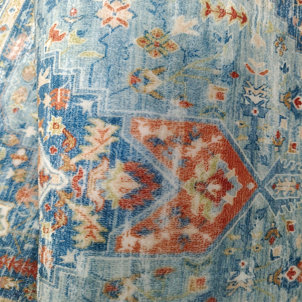 Green Leaf Pattern Area Rug Non-Slip Soft Feel Irregular Shape for Living Room Bedroom