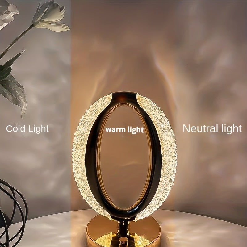 Crystal Touch Control Desk Lamp with Adjustable Color Temperature and USB Rechargeable