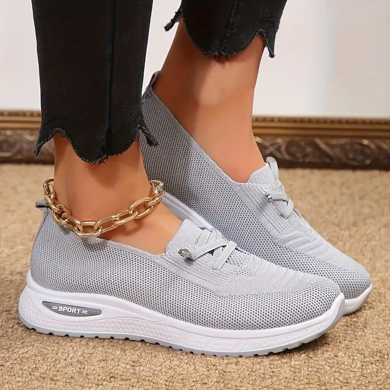 Women's Breathable Knit Sneakers Casual Slip-On Walking Shoes Low-Top