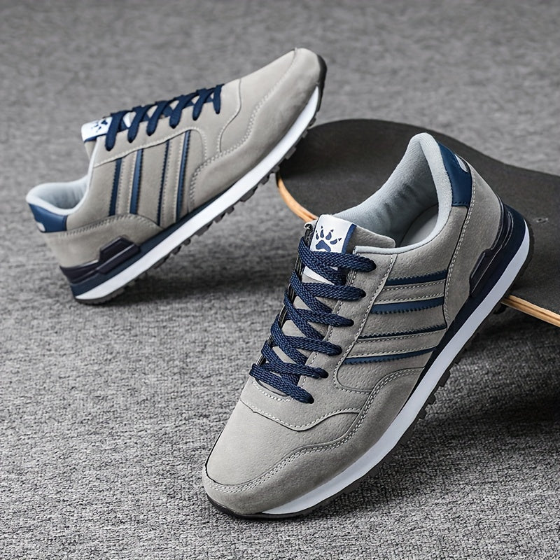 Men's Casual Sneakers All-Season Low Top Lace-Up PU Fabric Solid Color Street Style