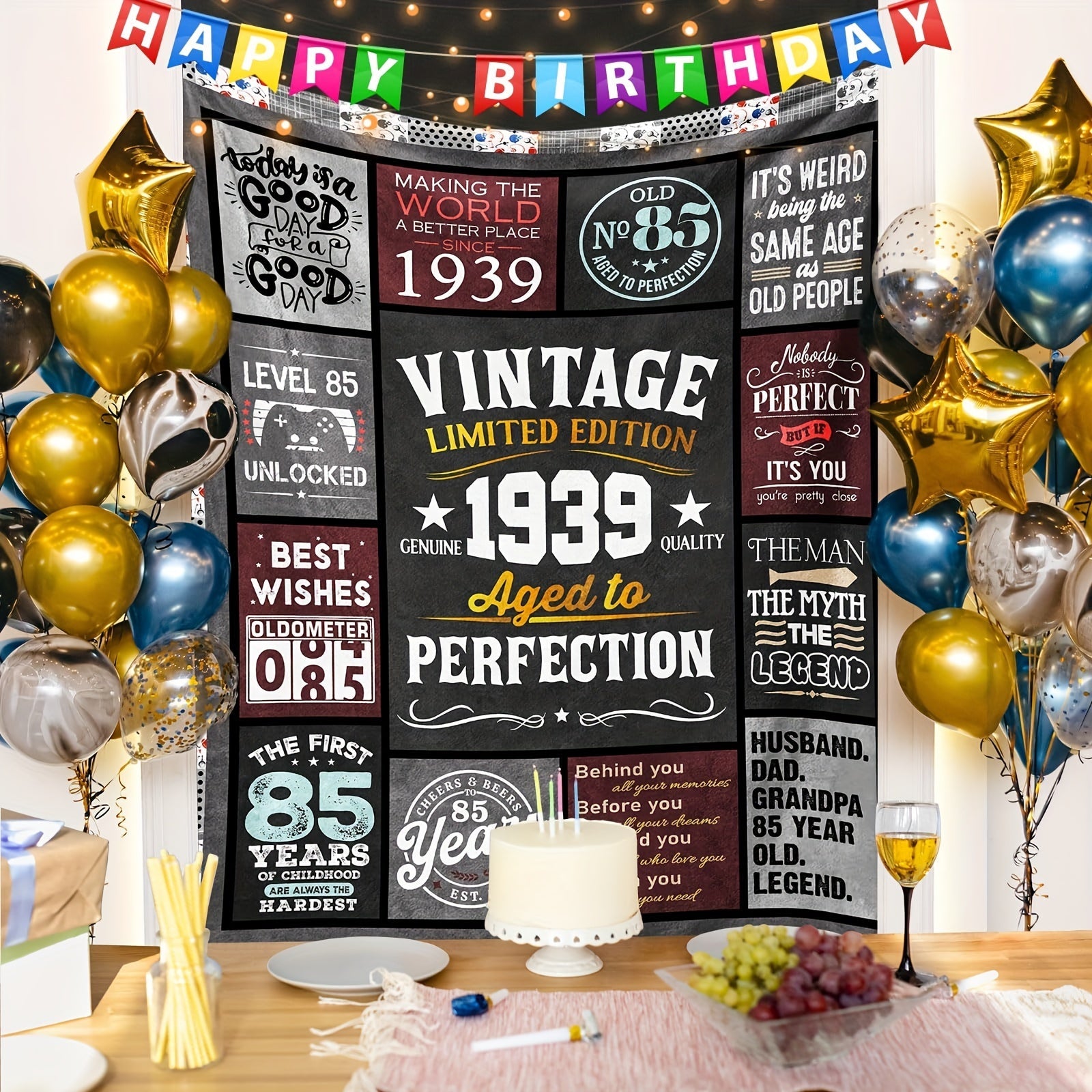 Vintage 1939 85th Birthday Throw Blanket for Dad Grandpa Husband in 3 Sizes