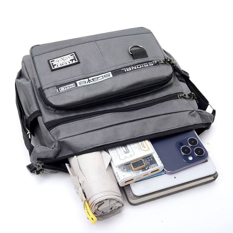 Men's Large Capacity Nylon Chest Bag with Multiple Compartments and Adjustable Strap for Travel and Outdoor Activities