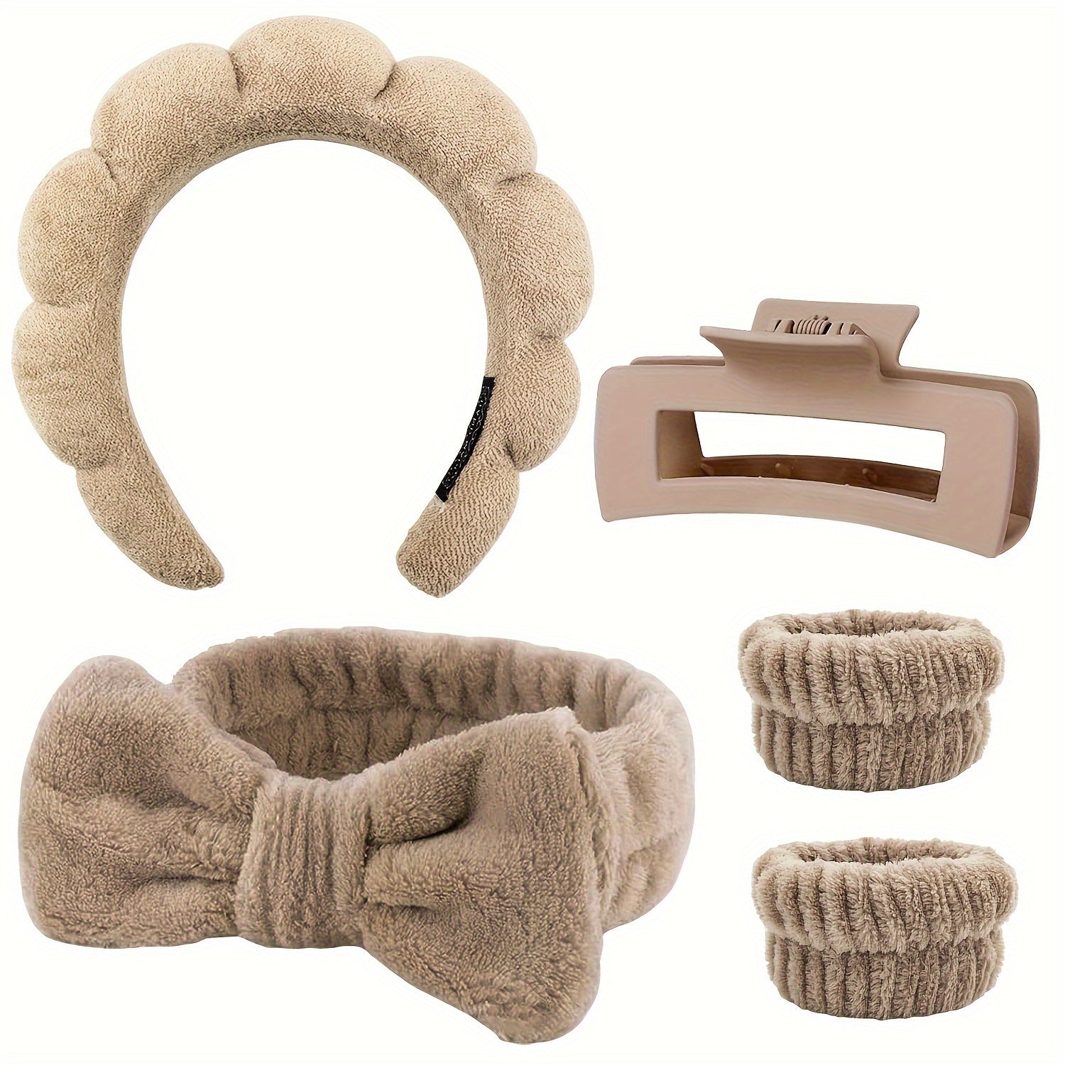 Set de diademas de spa para mujer, pulseras y pinzas para el cabello para lavar la cara