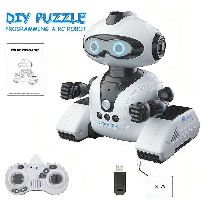 Robot interactivo RC DIY para niños de 8+ figura de acción programable con reconocimiento de gestos de audio, rotación de 360°, recargable por USB