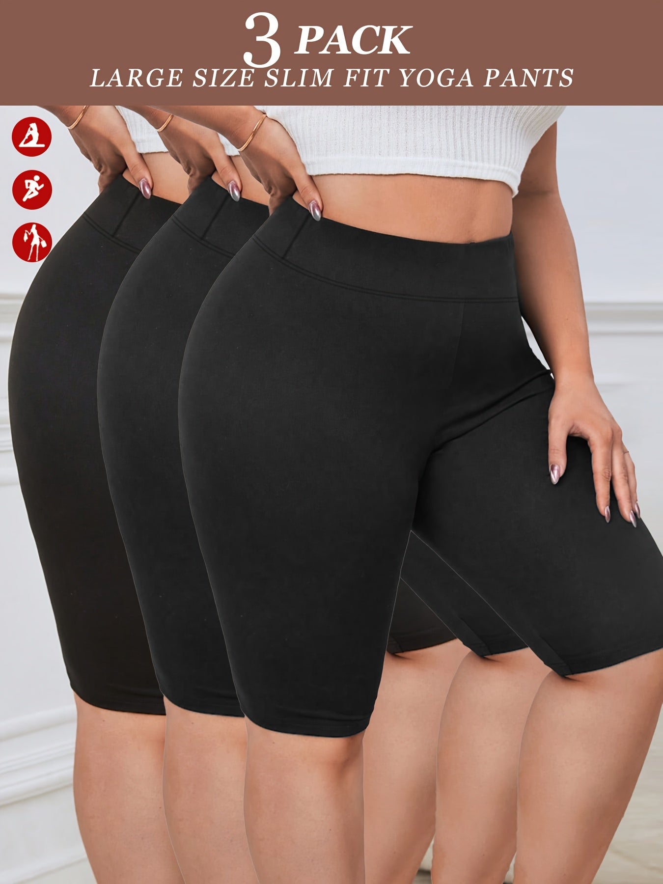 Women's High-Waisted Yoga Leggings Plus Size Non-See-Through Medium Stretch Workout Pants