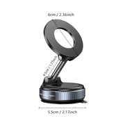 Adjustable Foldable Magnetic Car Phone Holder ABS Round 360° Rotatable Vacuum Suction