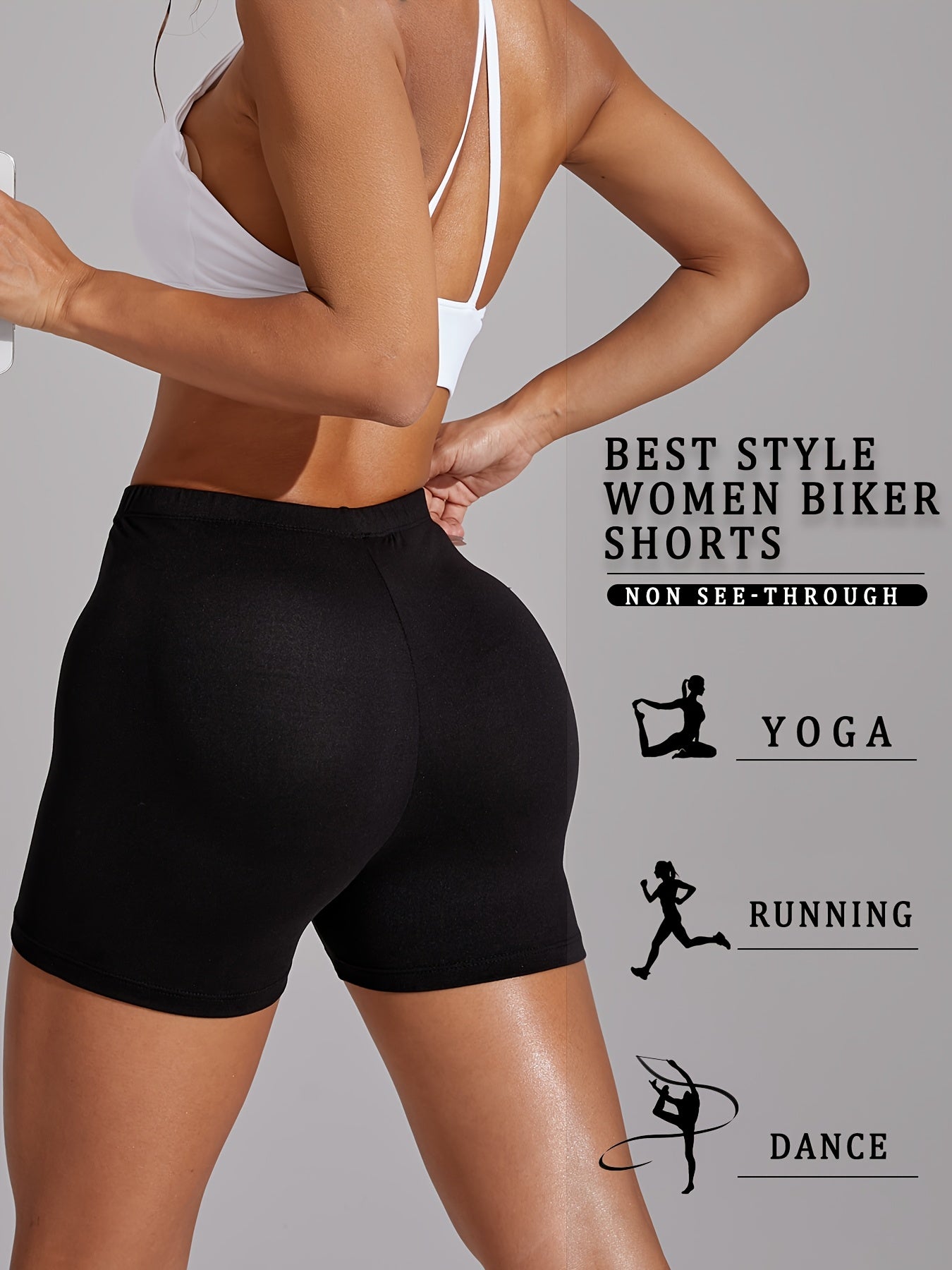 Women Plus Size Biker Shorts Soft Tummy Control Athletic Workout Yoga 5 Pack