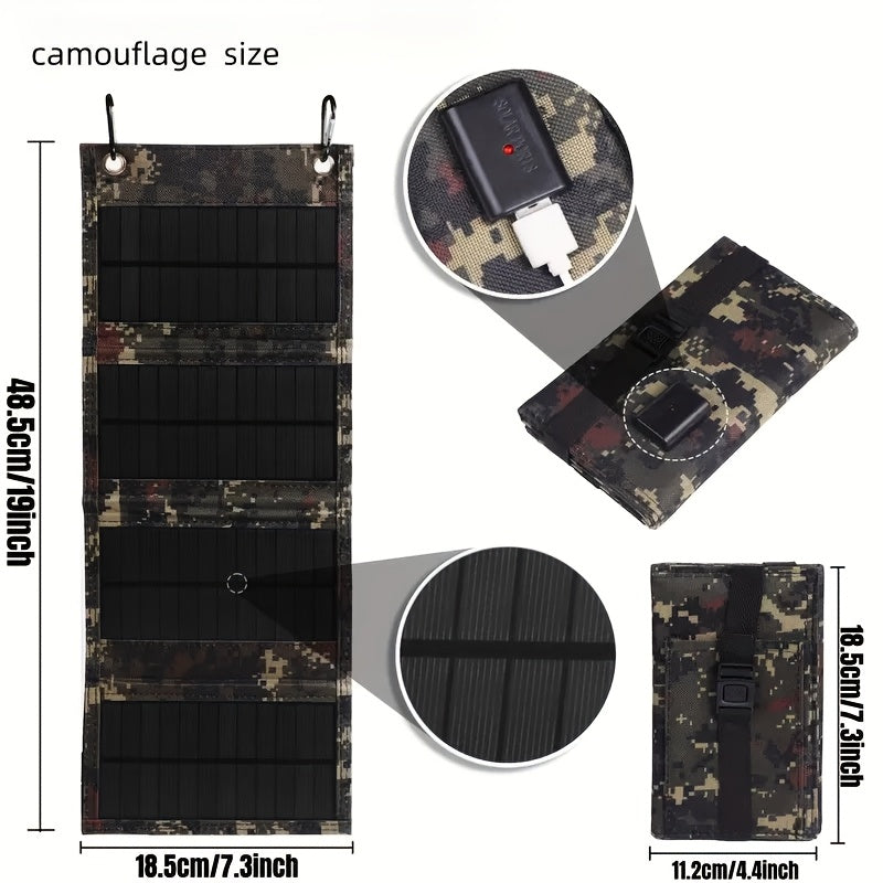 10W Portable Folding Solar Charger Panel 4-in-1 High-Efficiency Solar Power Bank for Camping Travel