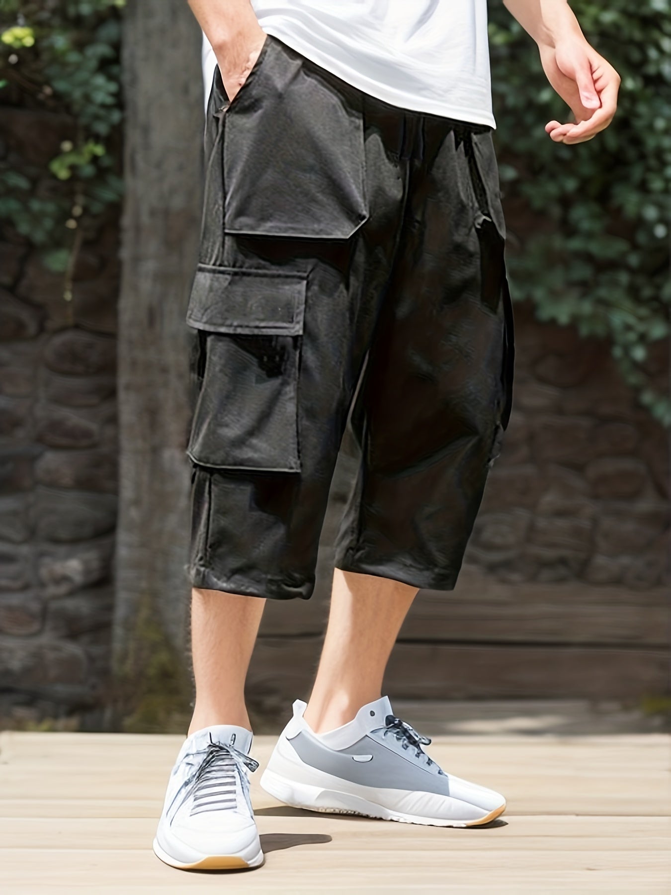 Мужские брюки карго большого размера из полиэстера для повседневной носки с множеством карманов для активного отдыха