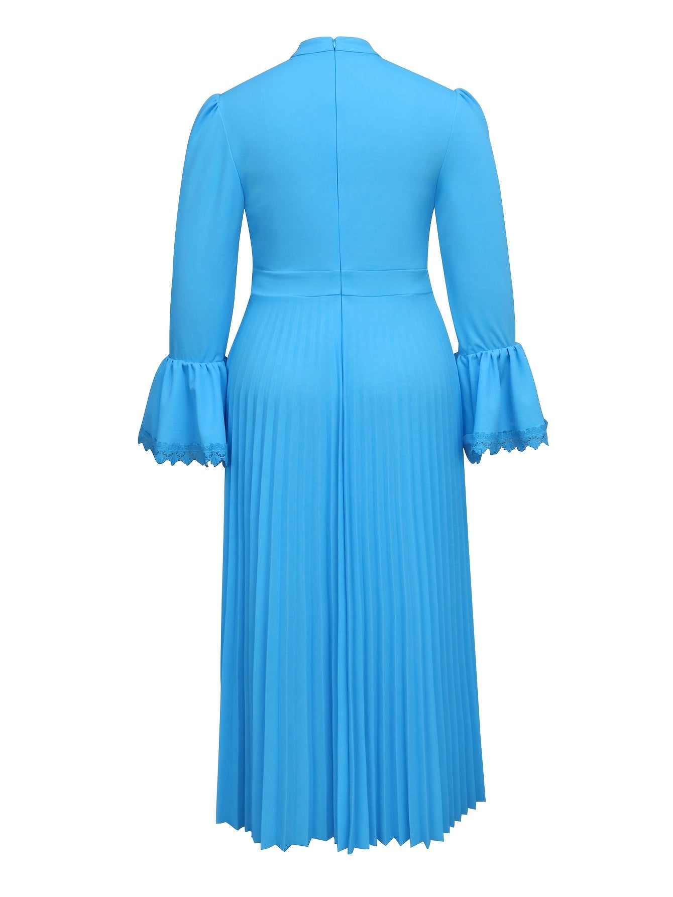 Women's Polyester Peplum Ruffle Neck Long Sleeve Dress for Party Celebration