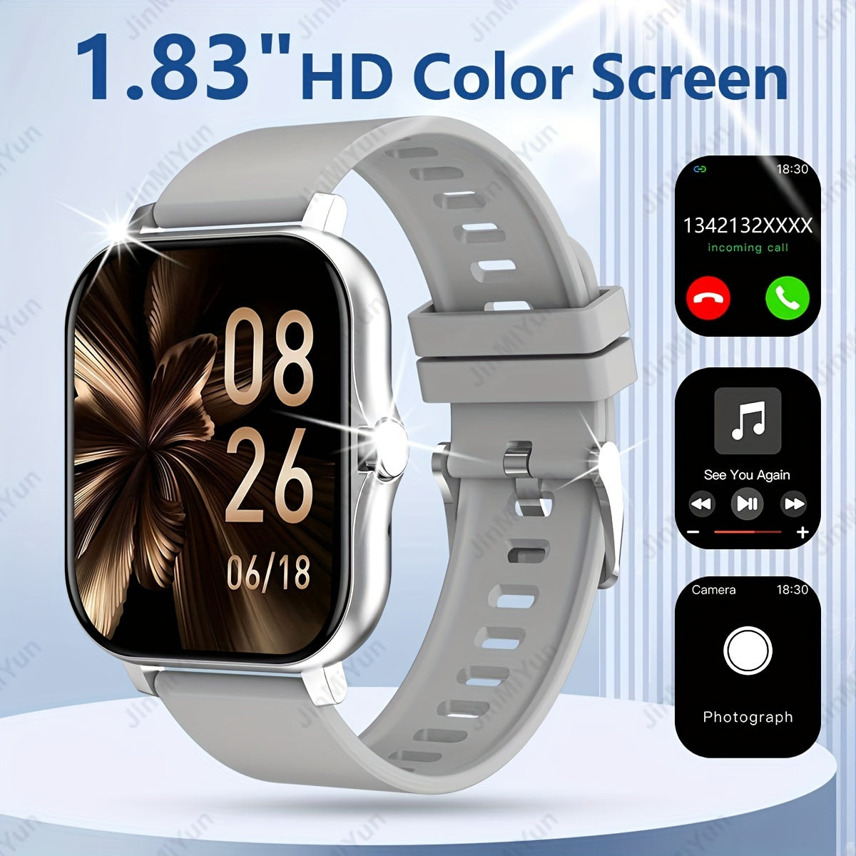 Full Touch Screen Smartwatch 4.65cm with Customizable Dial Wireless Calling Fitness Tracker Compatible with Android and iPhone