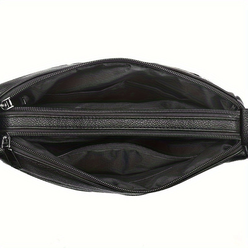 Bolso bandolera de lentejuelas negras para mujer con correa ajustable y diseño plegable