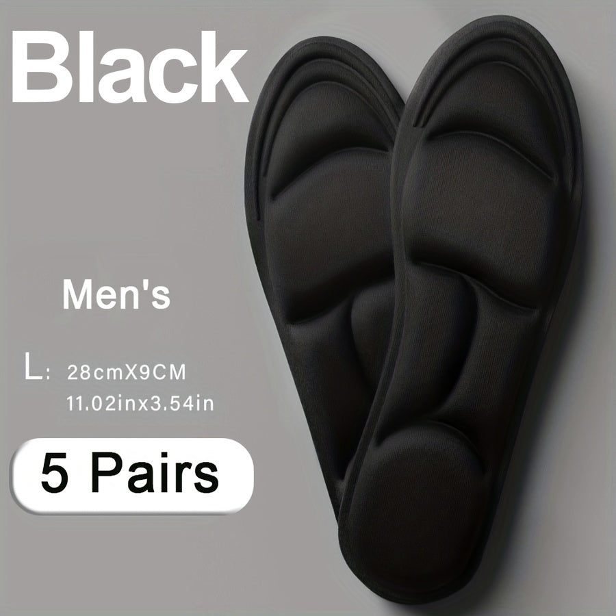 Unisex 5D Memory Foam Shoe Insoles, Breathable, Wear-Resistant, Adjustable