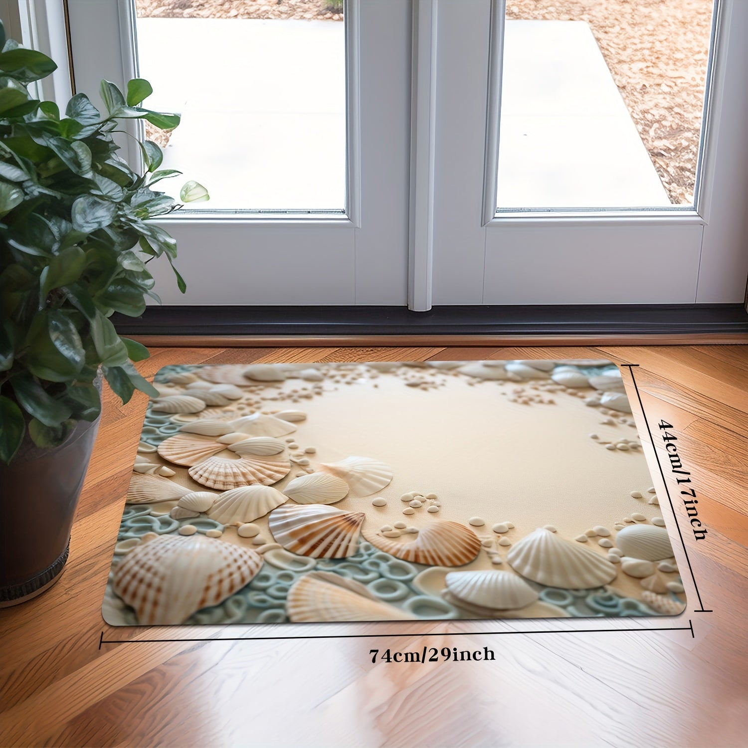 Ocean Coastal Bathroom Rug Non-Slip Floor Mat Washable Small Shower Carpet Nautical Beach Style