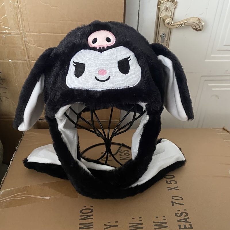 Kids' Plush Hat with Moving Ears Featuring Sanrio Kuromi and Hello Kitty Characters