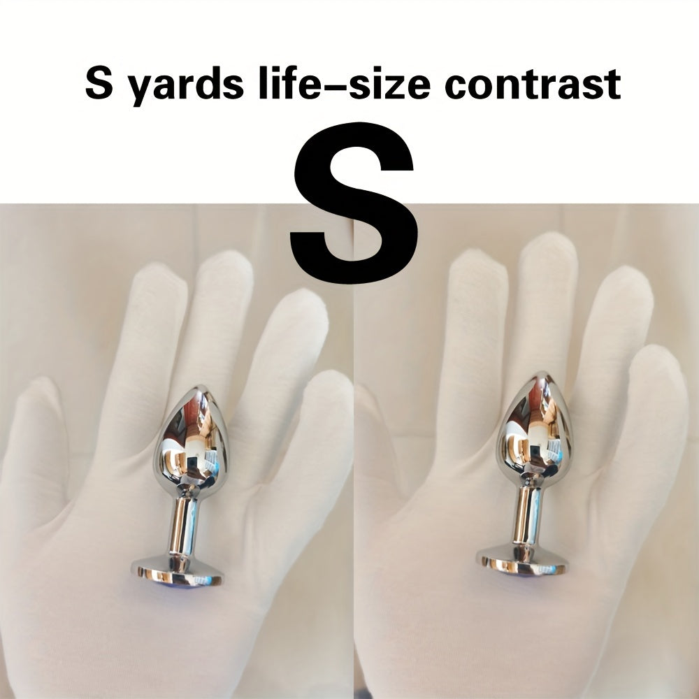 Adult Metal Anal Plug Butt Plug with Gem Base, Couples Sex Toy