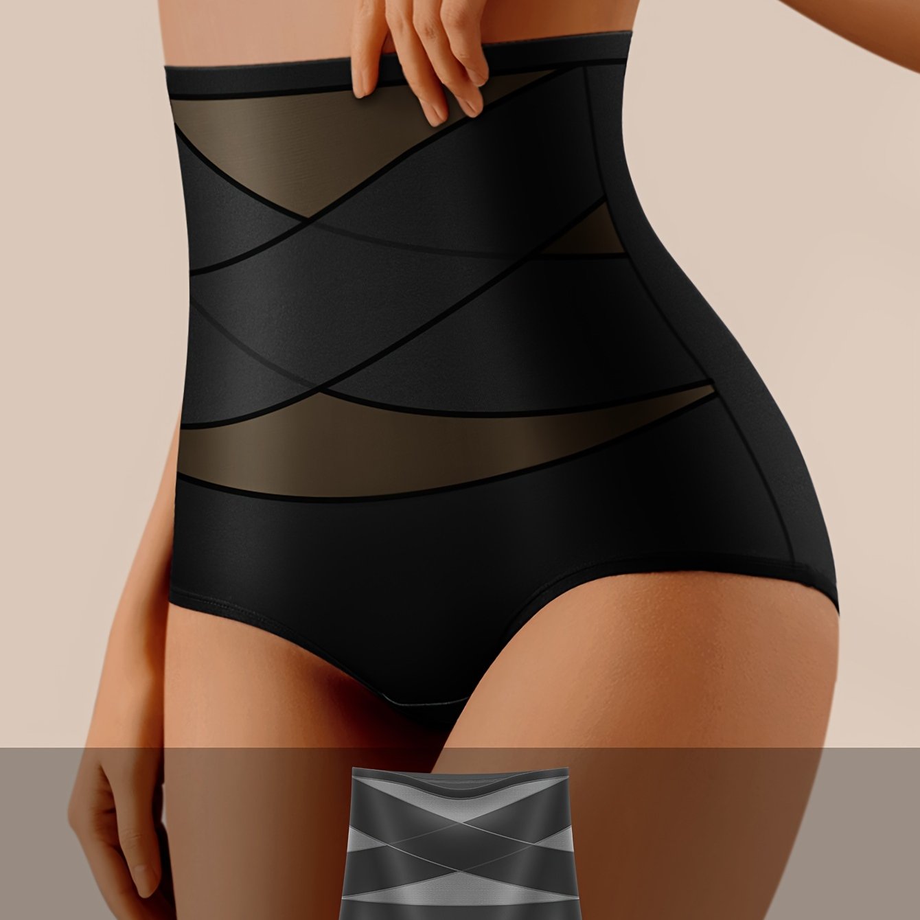 Women's High-Waist Shapewear Panties Teal Breathable Nylon Spandex Tummy Control