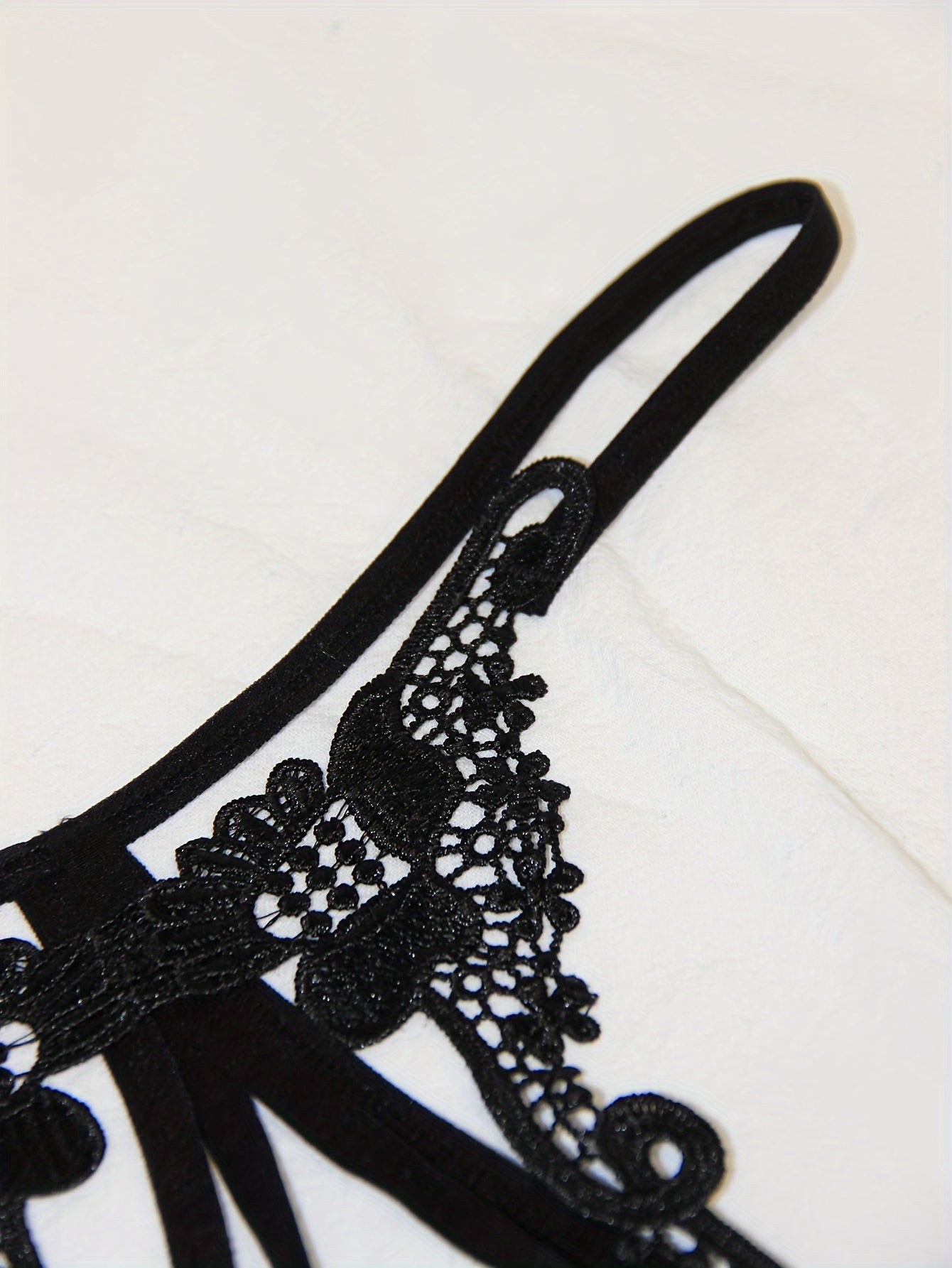 Tanga bordada con jacquard, con abalorios y diseño de recorte, lencería para mujer