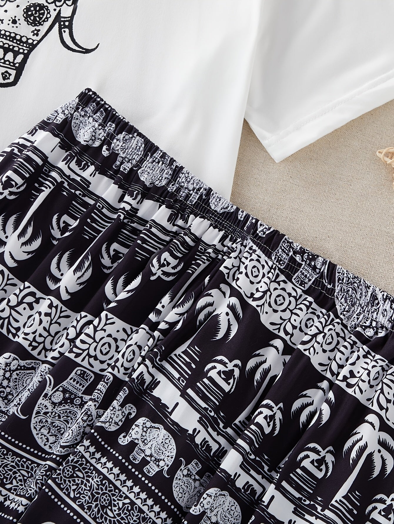 Пижамный комплект с топом в принт слона и длинными штанами