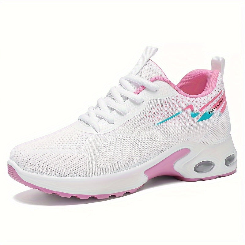 Women's Breathable Knit Sneakers Casual Lace-Up Outdoor Shoes Plus Size Low Top Sport