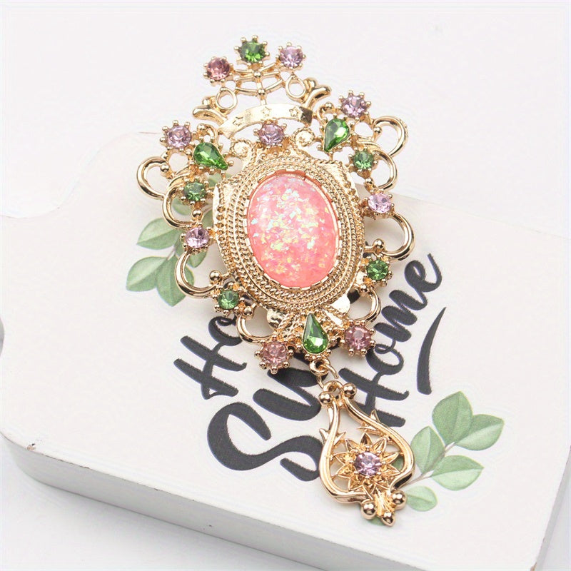 Retro-Style Rhinestone Enamel Brooch for Men and Women Baroque Irregular Pin Statement Jewelry