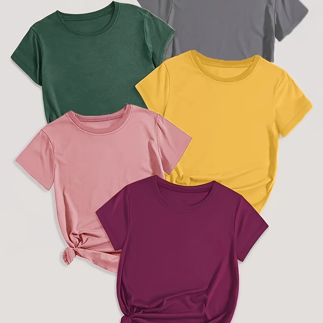 Women's Short Sleeve Cotton T-Shirts, Solid Colors, Casual Summer Tops