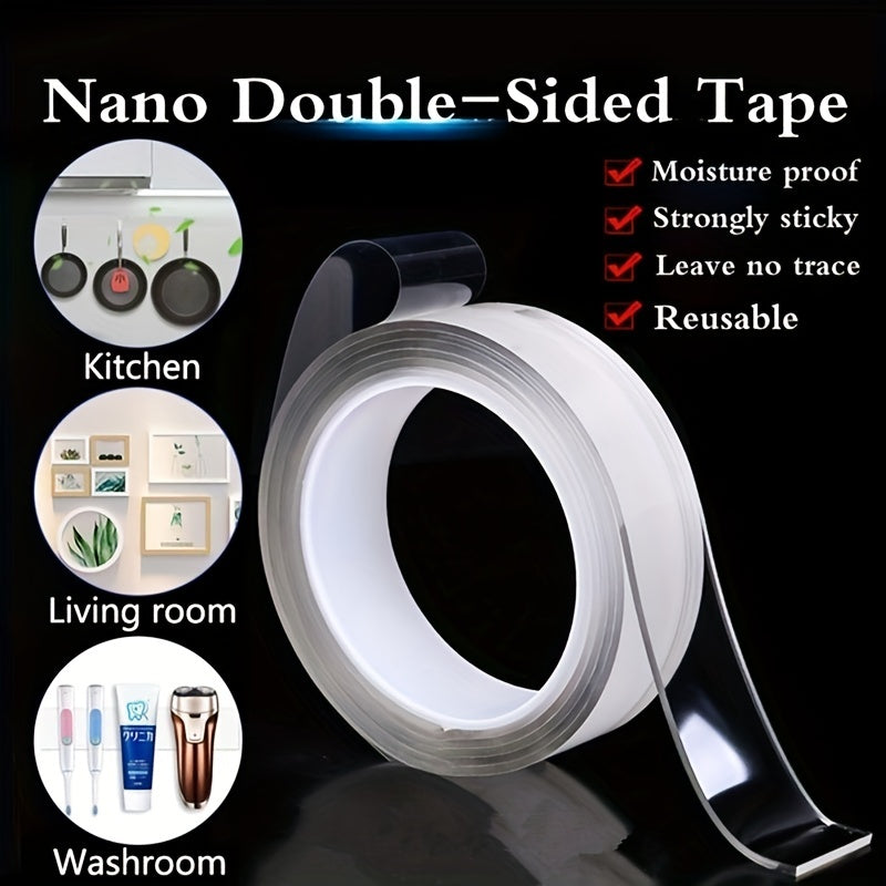 Transparent Nano Tape Washable Reusable Dual-Sided Adhesive for Home and Office
