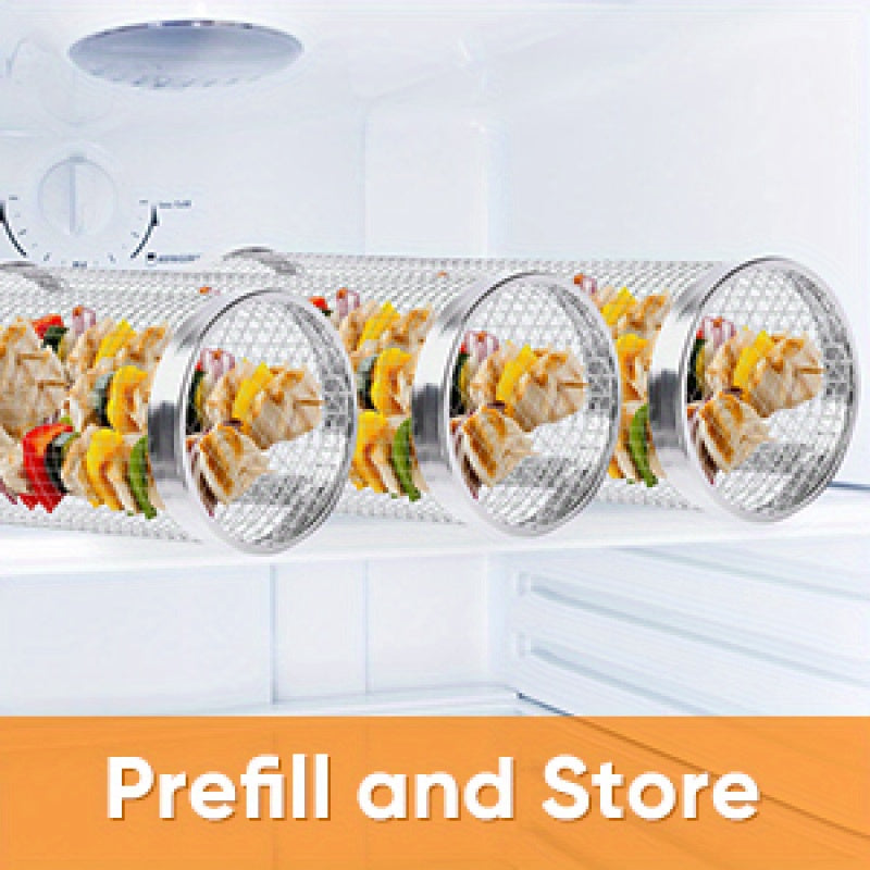 Large Stainless Steel Rolling Grilling Basket for Outdoor BBQ and Camping