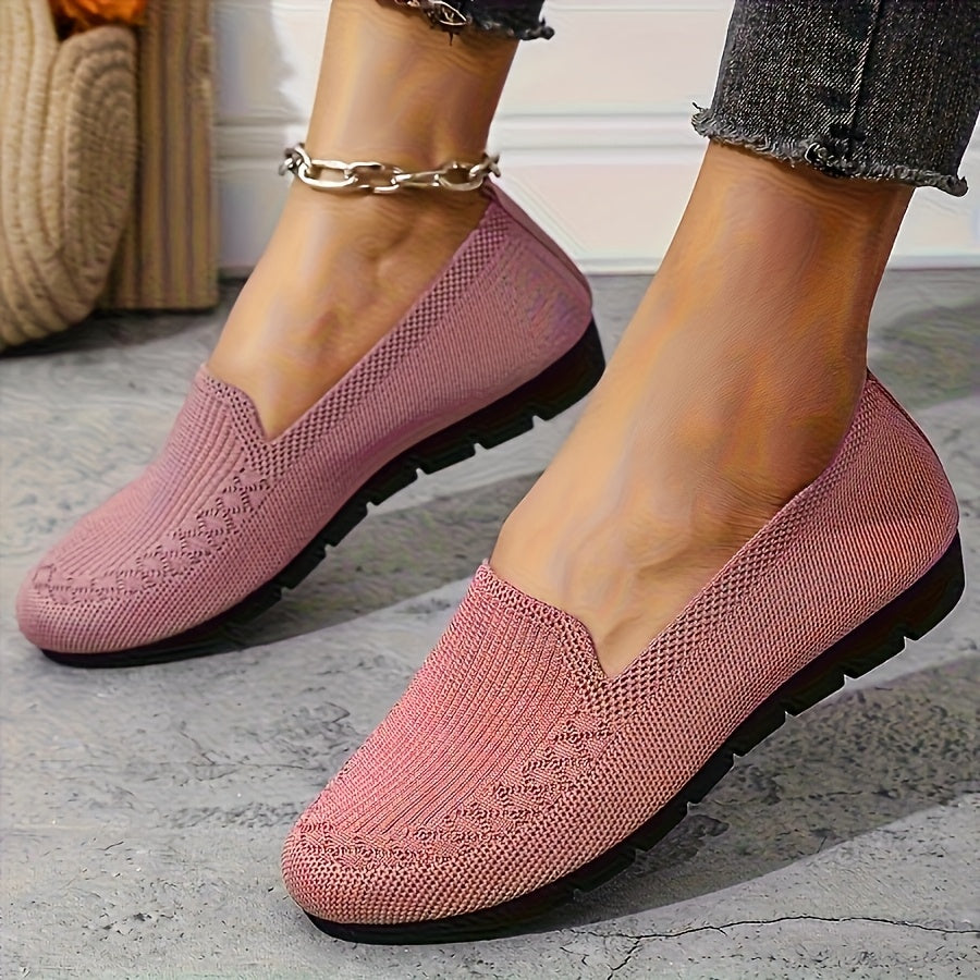 Women’s Knit Slip-On Loafers Lightweight Non-Slip Breathable Casual Shoes