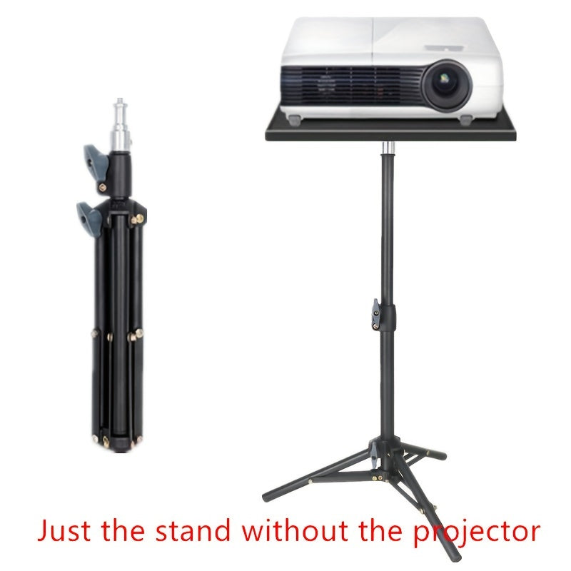 Soporte para proyector ajustable en altura con bandeja, trípode plegable para uso en exteriores e interiores, negro